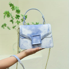 Tie Dye Small Handbag Faux Leather Chain Crossbody Bag Women's Top Handle