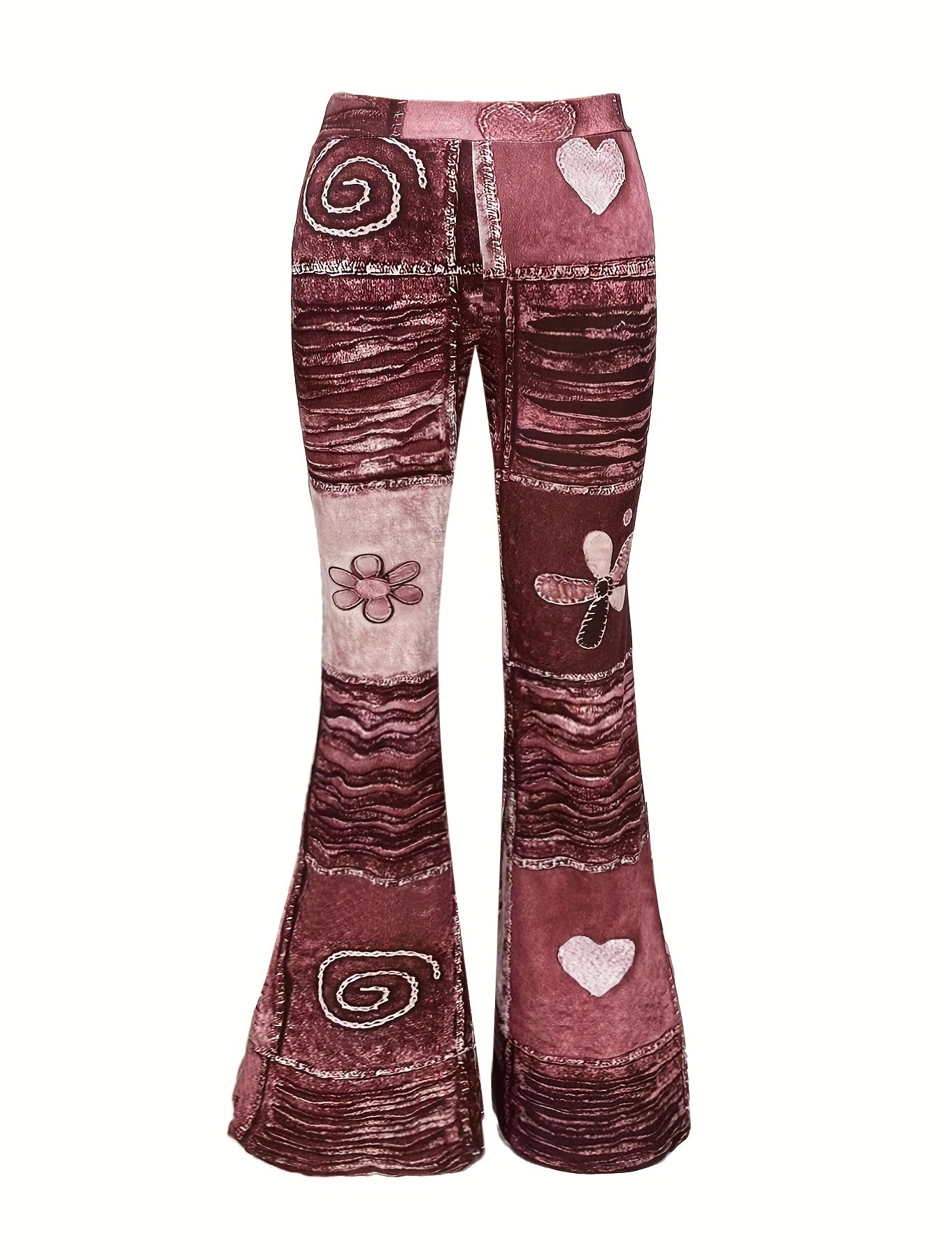 Y2K Graphic Flare Leg Pants for Women