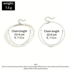Stylish Double Layer Pearl Anklet Set for Men and Women
