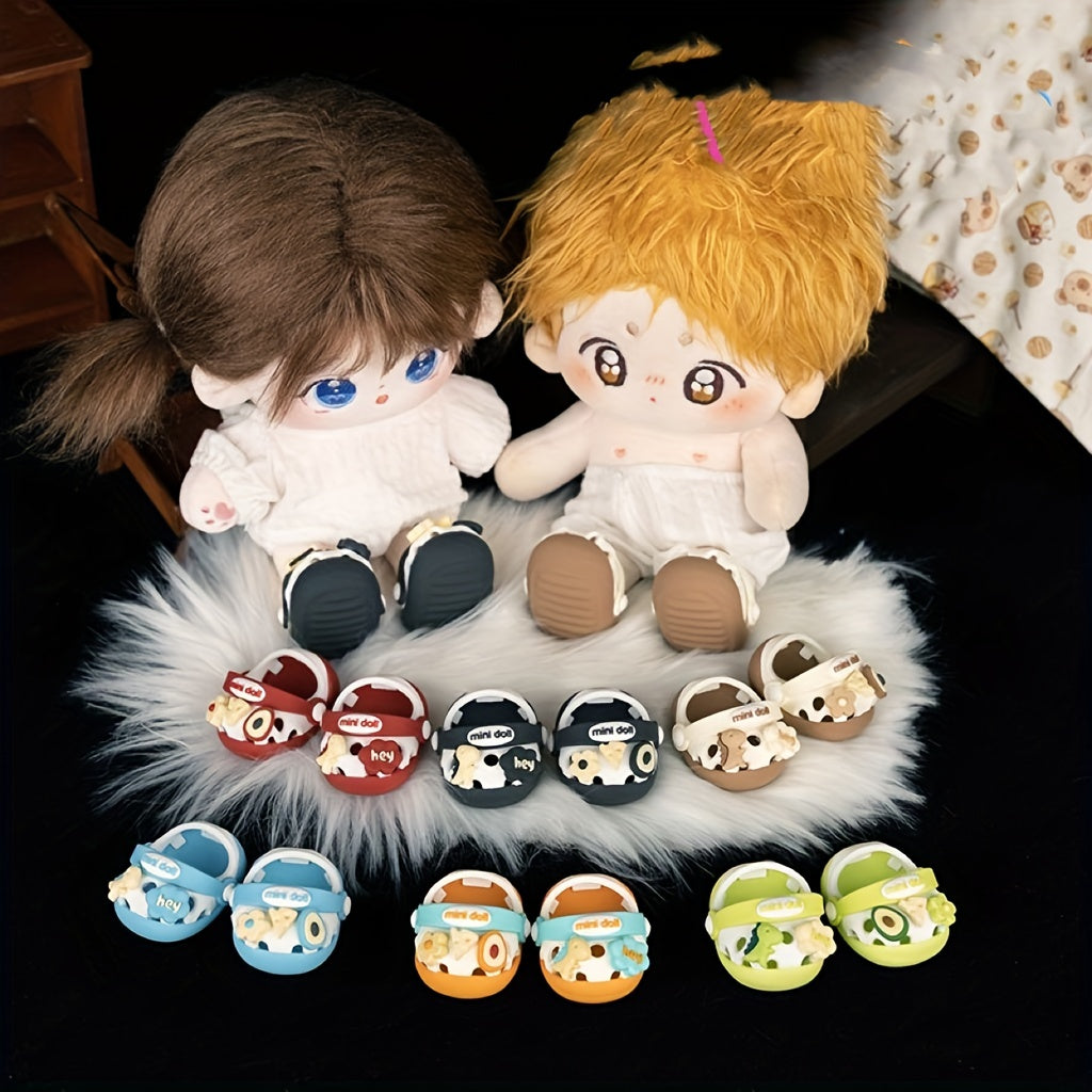 1 Pair 7.87-inch Plush Doll Accessories Doll Hole Shoes Baby Doll Slippers