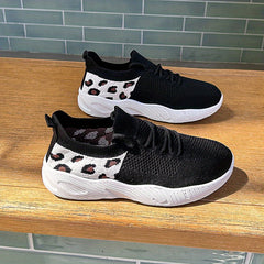 Women's Colorblock Flatform Sneakers Lace Up Breathable Shoes