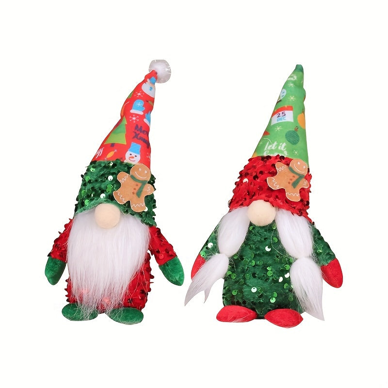 Sequin Gingerbread Doll Christmas Gnomes Plush Decor