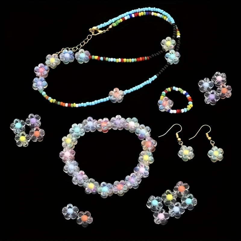 50pcs Transparent Acrylic Flower Beads for DIY Jewelry Making