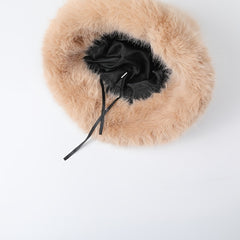 Winter Fur Hat Scarf Warm Bucket Hat For Women Fleece Beanie Hat