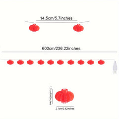 LED Red Lanterns String Lights 40 LEDs Fairy String Lights USB Operated