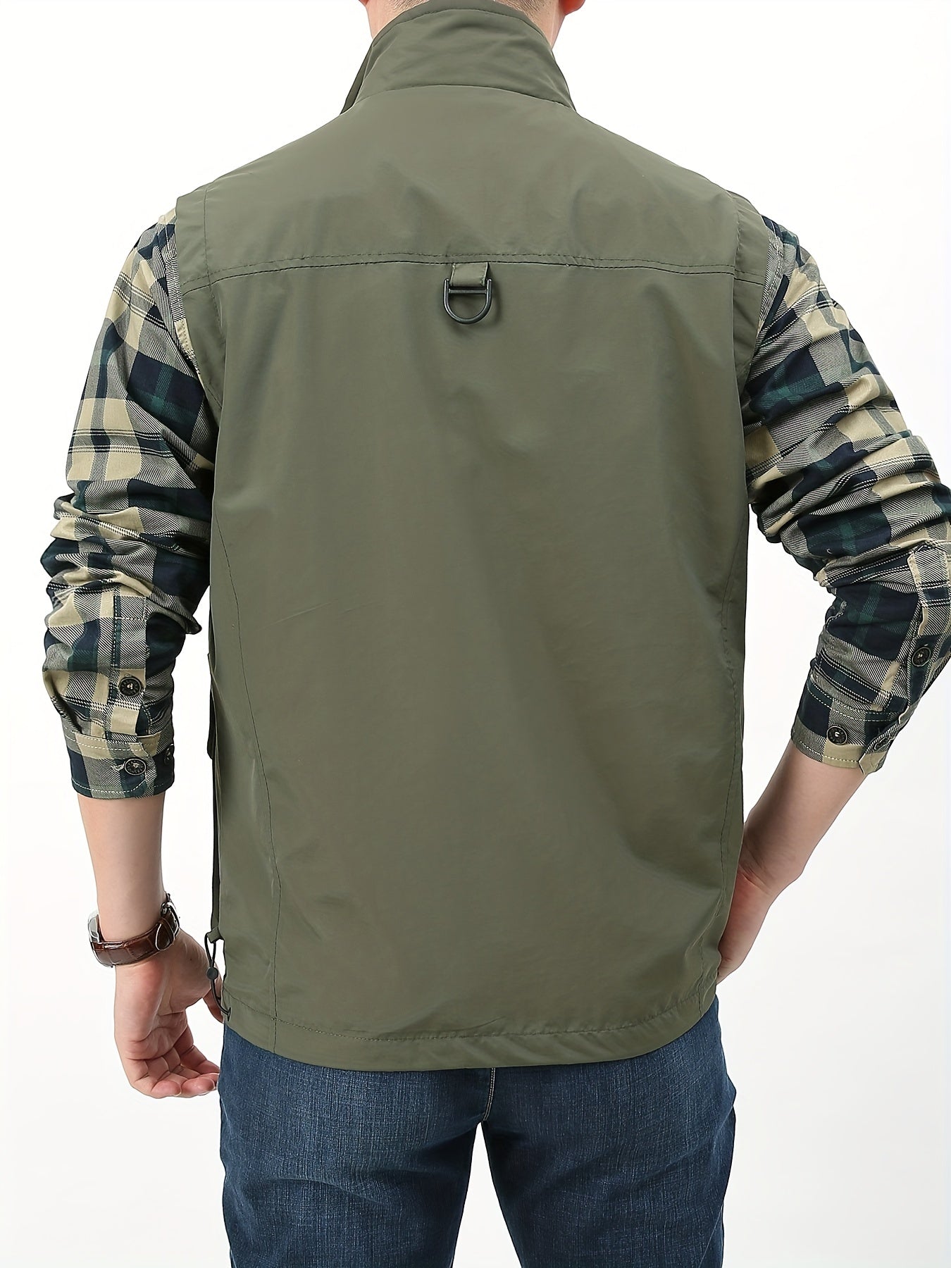 Men's Zipper Pockets Cargo Vest - Casual Stand Collar Outwear