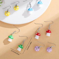 10pcs Random Color Little Mushrooms Kids' Funny Earrings