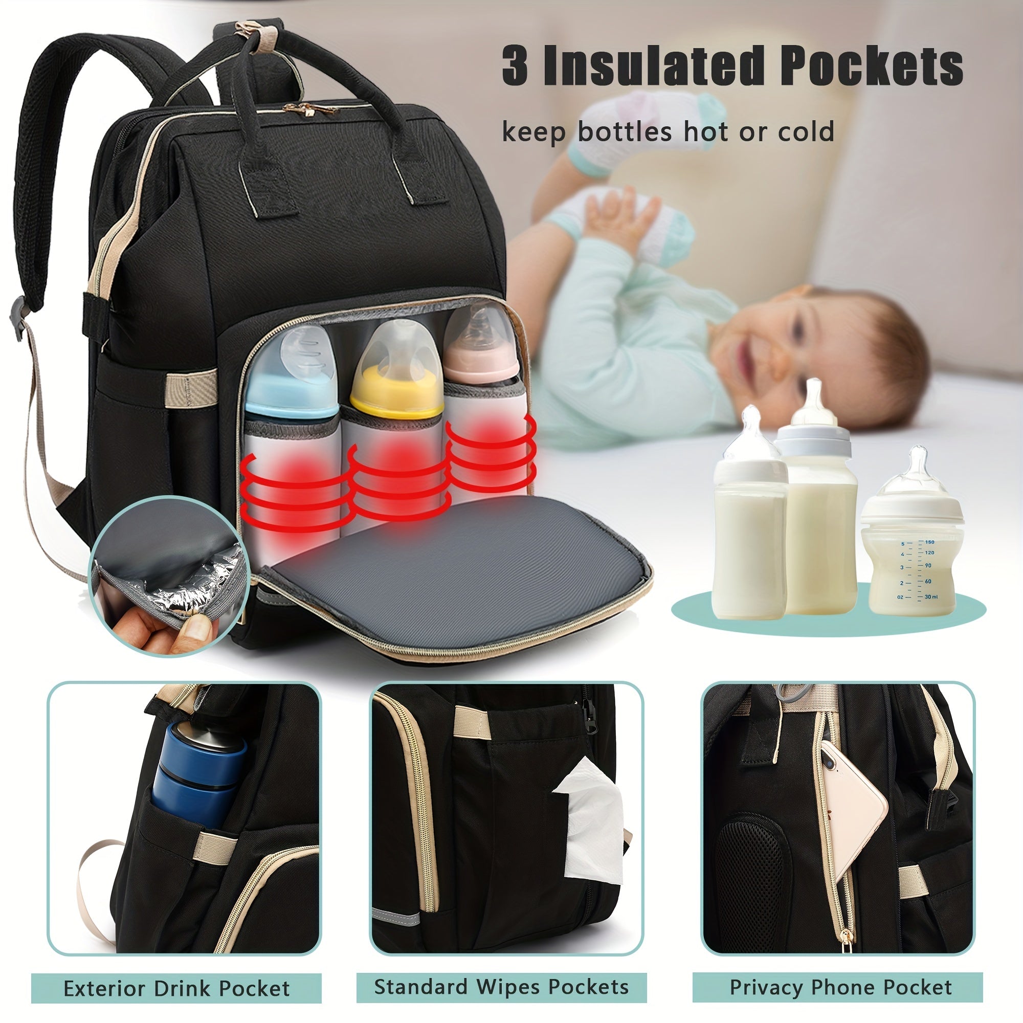 Large Capacity Mommy Bag with Crib