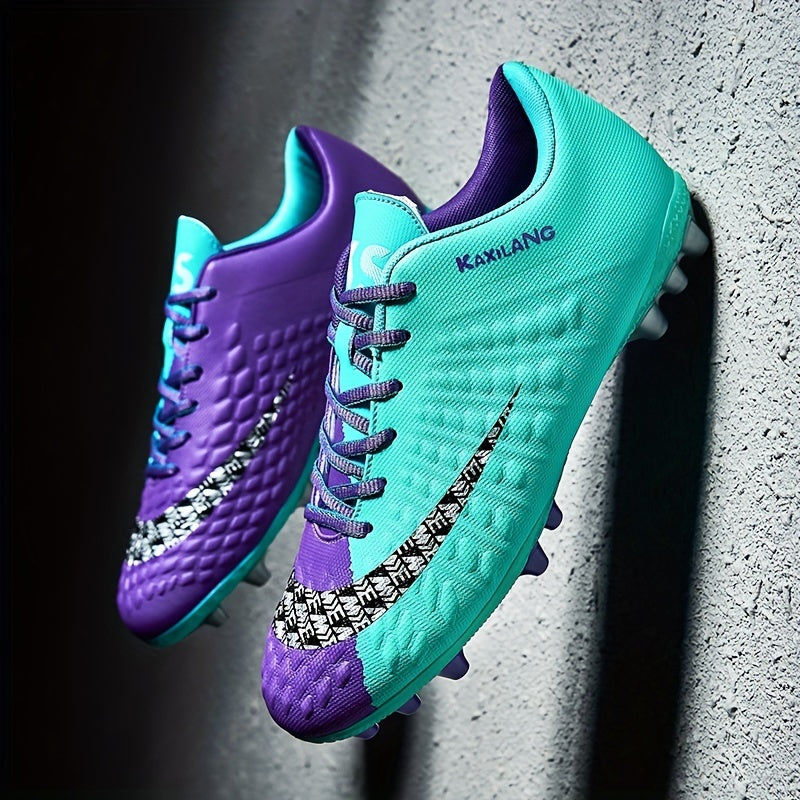 Spiked Soccer Shoes for Kids - Breathable Lace Up - Anti Skid