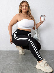 Striped Side Waistband Skinny Leggings