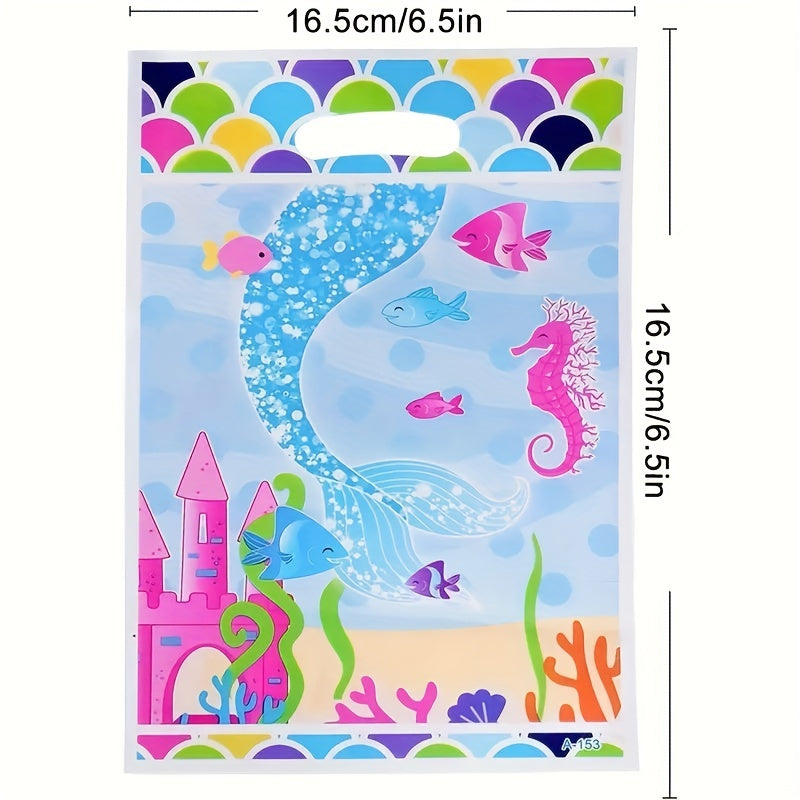 10pcs Mermaid Party Gift Bags for Kids' Birthday Baby Shower Christmas Halloween