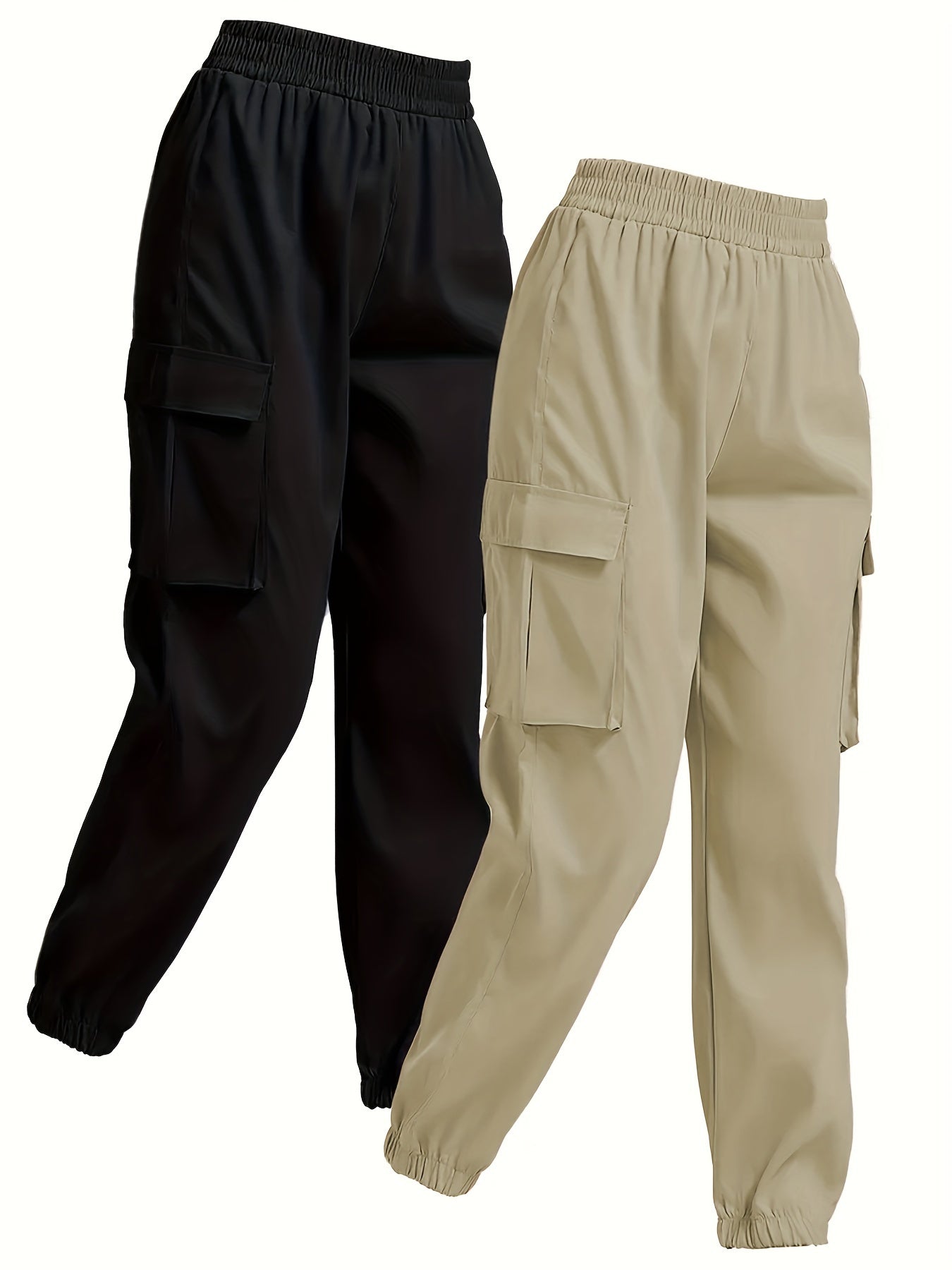 2pcs Casual Sweatpants Elastic Waist Jogger Cargo Pants for Women