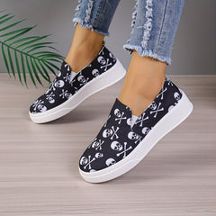 Halloween Skeleton Print Horror Lightweight Canvas Sneakers