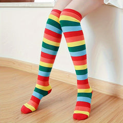 Striped Thigh High Socks Halloween Over The Knee Socks Women's Stockings