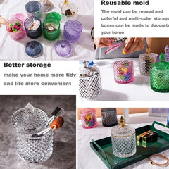 Silicone Resin Mold with Lids for Storage Box Pen Holder Bottle Jar Epoxy Castin