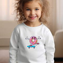 Girls Donut Pattern Crew Neck Sweatshirt Spring Fall Christmas Gift