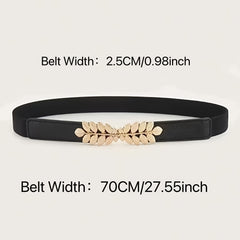 Thin Casual Belt Women Leaf Metal Buckle Dress Pants Belts