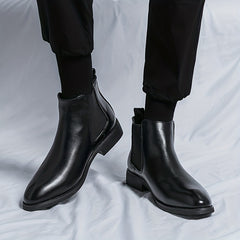 Men's Retro Chelsea Boots Pointed Toe Slip On High Top Boots