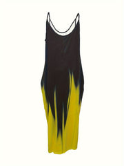 Women's Plus Ombre Print Maxi Dress With Pockets