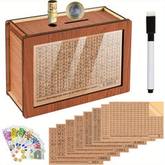 Wooden Savings Bank with Counter Reusable Money Box for Adults