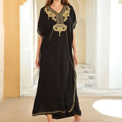 V Neck Cover Up Dress Loose Fit Split Kaftan Women's Swimwear