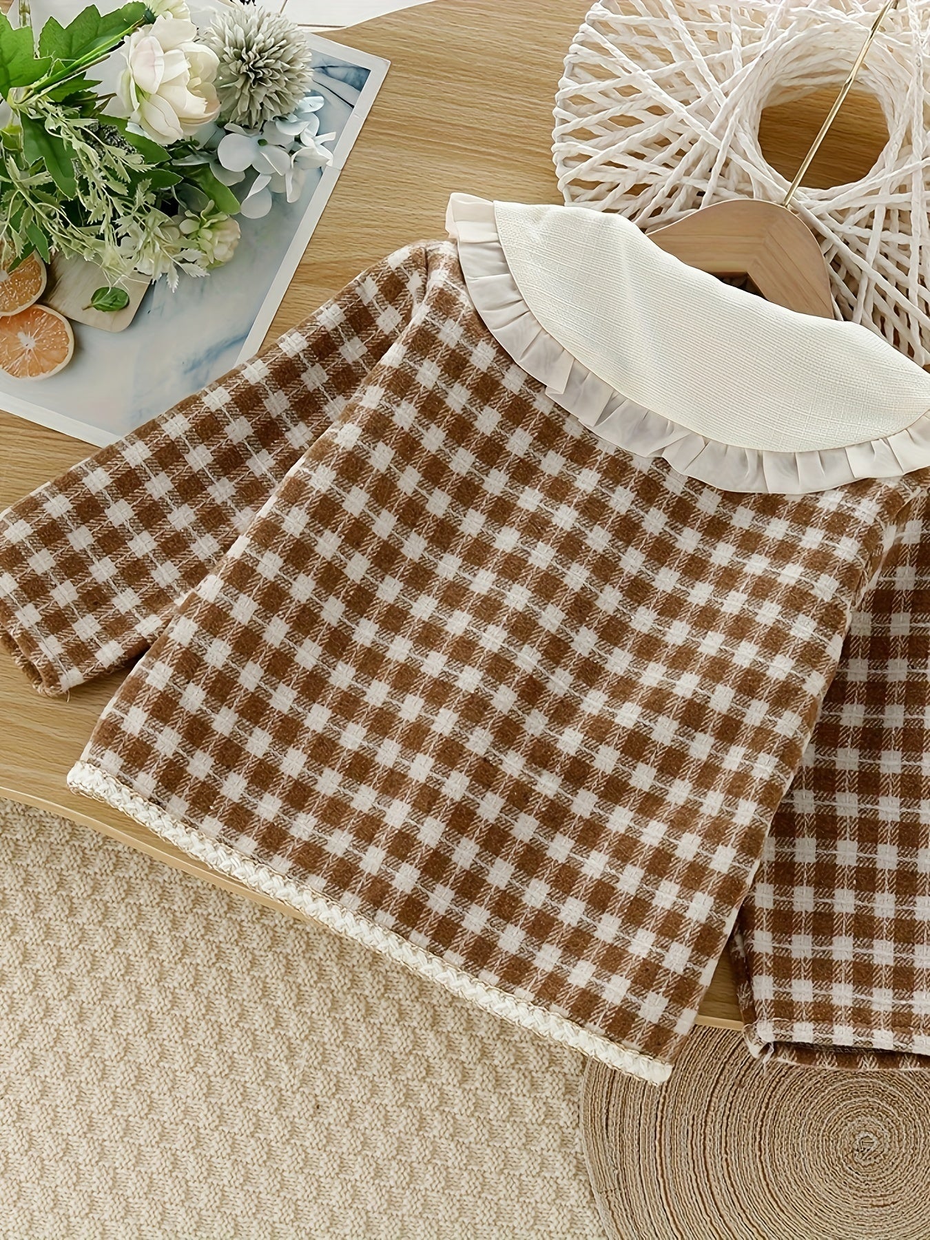 Toddler Girls Checkered Long Sleeve Jacket for Spring Fall Winter