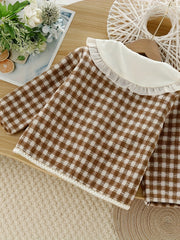 Toddler Girls Checkered Long Sleeve Jacket for Spring Fall Winter