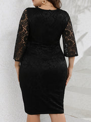Women's Lace Half Sleeve Round Neck Dress