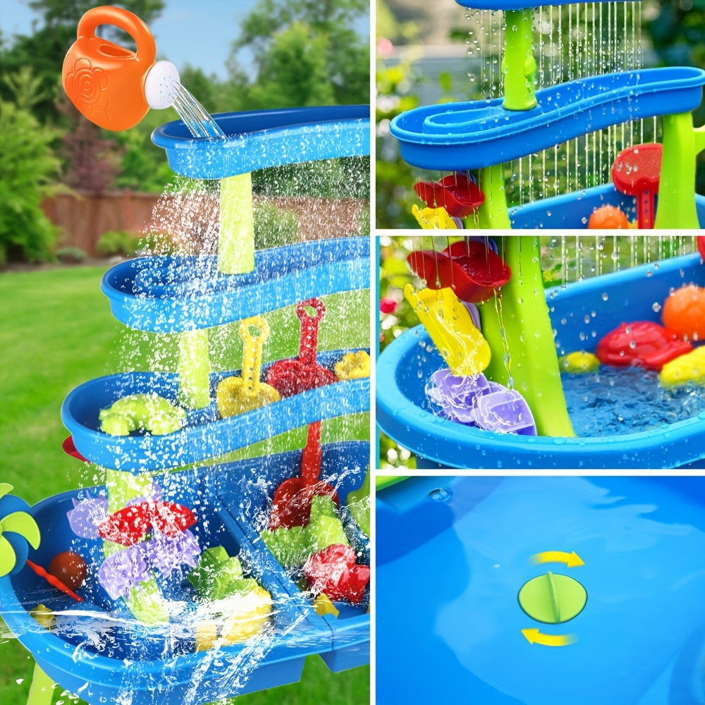 4 Tier Sand Water Table for Toddlers 46pcs Kids Water Table Splash Pond Toys Set