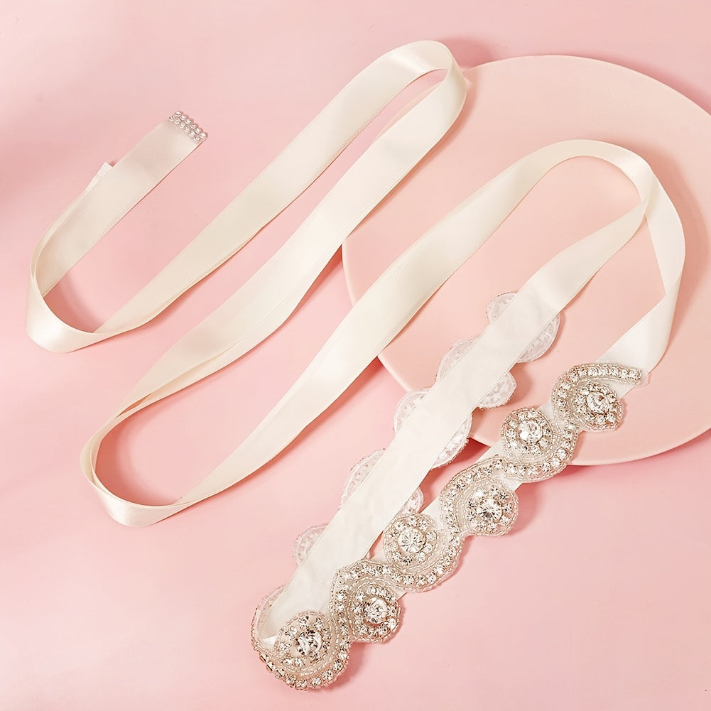 Rhinestone Bridal Belt Wedding Dress Waist Chain Sash Silvery Belt Handcrafted