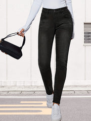 High Waist Slash Pocket Skinny Denim Jeans
