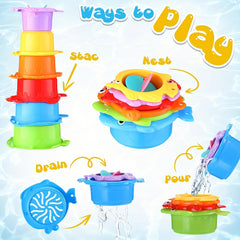 Kids Water Play Set Stackable Layered Cups for Beach Bath PP Material