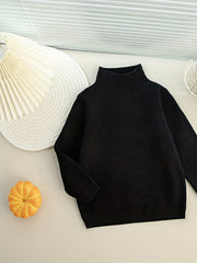 Warm Ribbed Half Turtleneck Sweater for Toddler Boys Girls