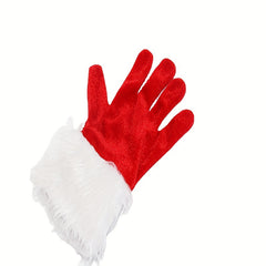 Red Velvet Gloves Santa Claus Gloves With Furry Cuffs Christmas Party
