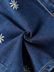 Women's Plus Daisy Embroidered Denim Shorts