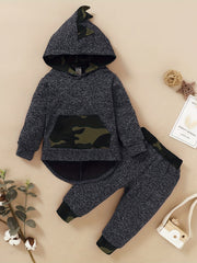 Toddler Boy's Camo Hoodie & Sweatpants Set for Spring Fall