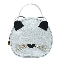 Girls Casual Cartoon Sequin Leopard Print Cat Messenger Bag