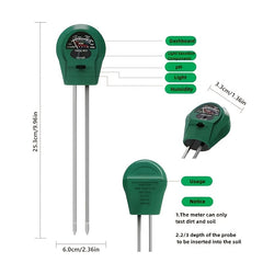 3-in-1 Soil PH Meter for Gardens, Plants, Ponds