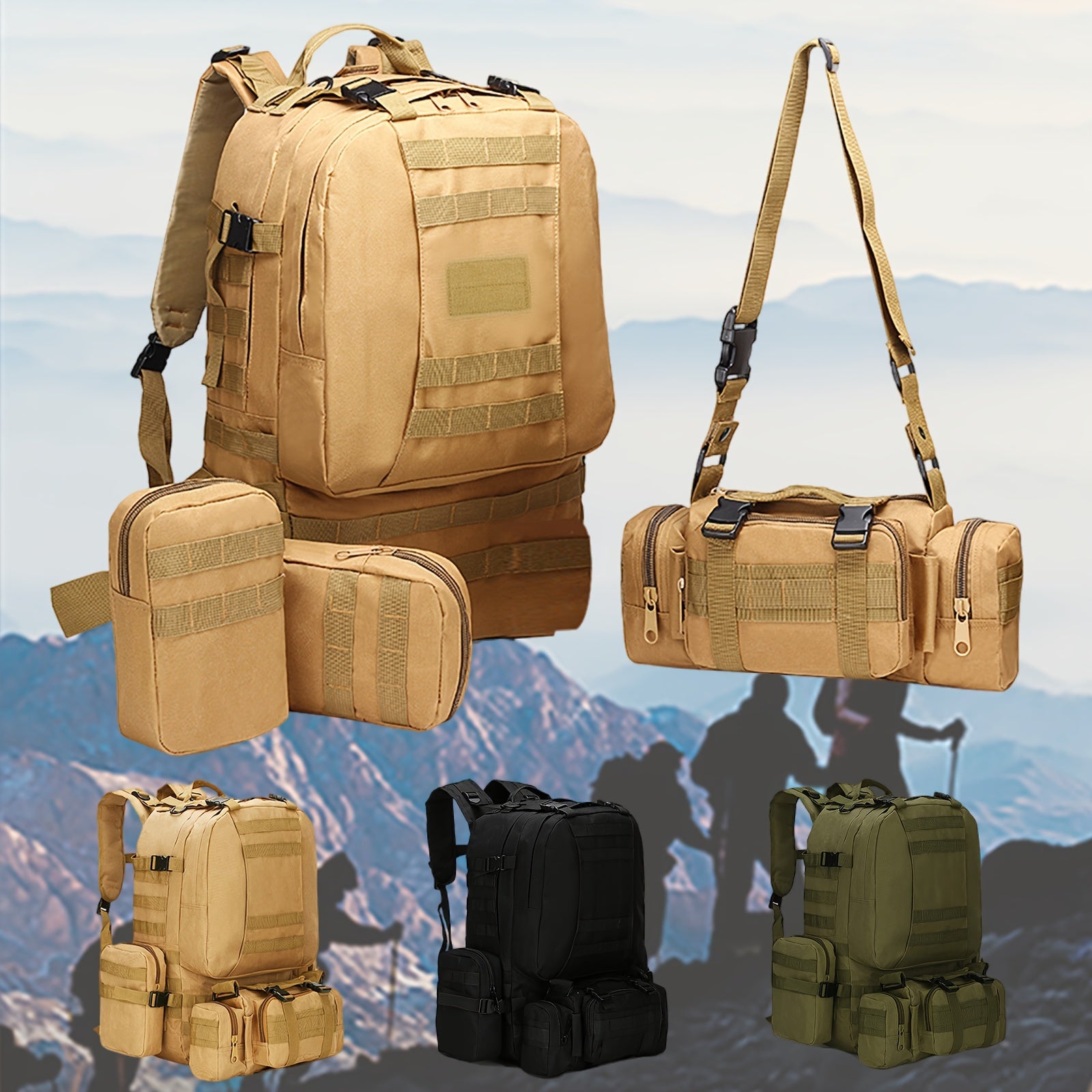 55L Waterproof Tactical Backpack for Outdoor Camping