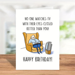 Funny Birthday Card For Men - TV Watcher - Set of 2