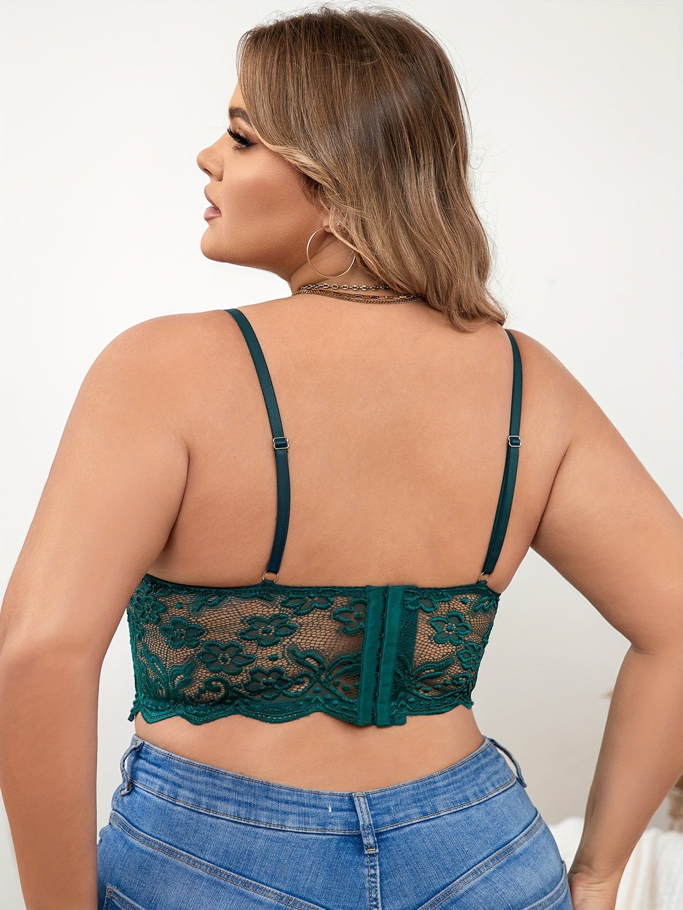 Floral Lace Underwire Longline Bra