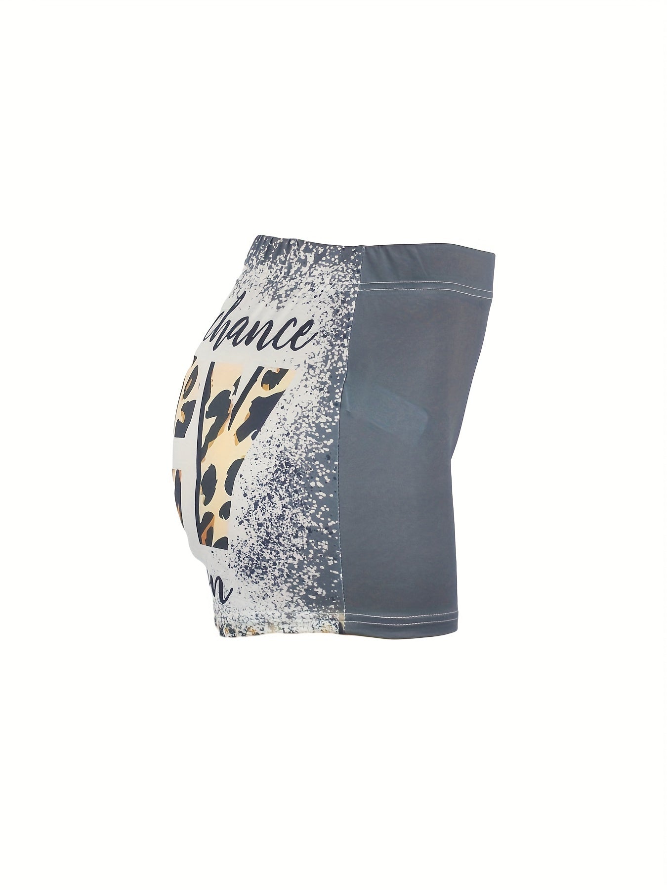 Leopard & Letter Print Skinny Shorts for Women