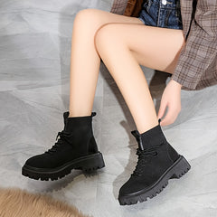 Women's Chunky Sole Knitted Ankle Boots