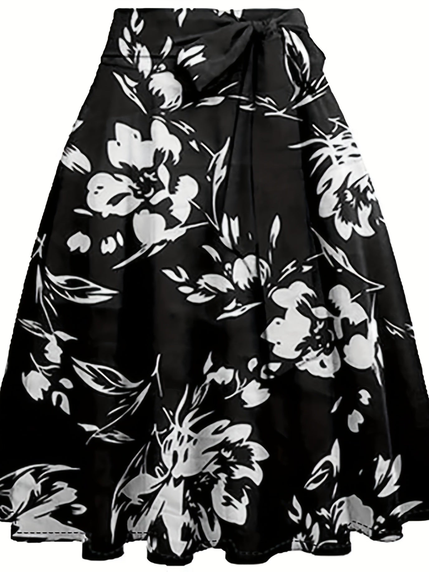 Floral Print Lace Up Skirt High Waist Midi Skirt Spring Summer