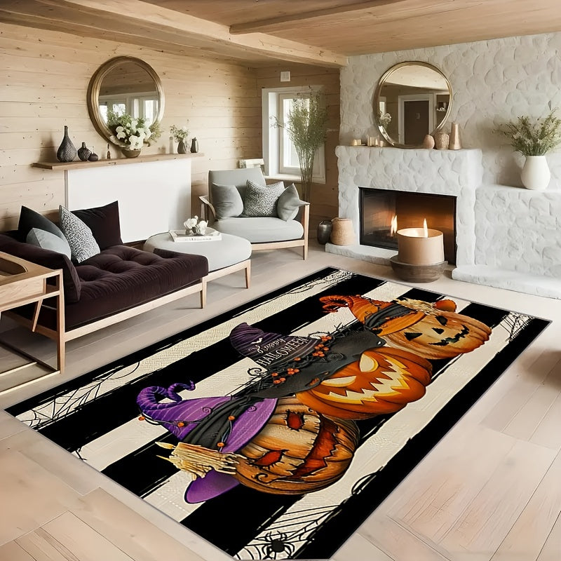 HAPPY HALLOWEEN Pumpkin Kitchen Rug Retro Halloween Carpet