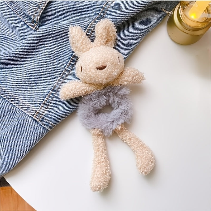 2pcs Girls Plush Rabbit Hair Tie Hair Ring Scrunchie Hair Accessories