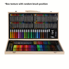 180-Piece Wooden Box Painting Set Watercolor Pen Art Kit