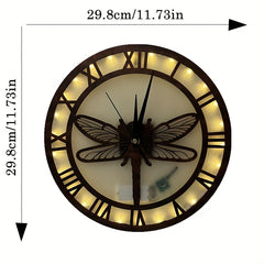 Wooden Carved Craft Nursery Night Light Clock