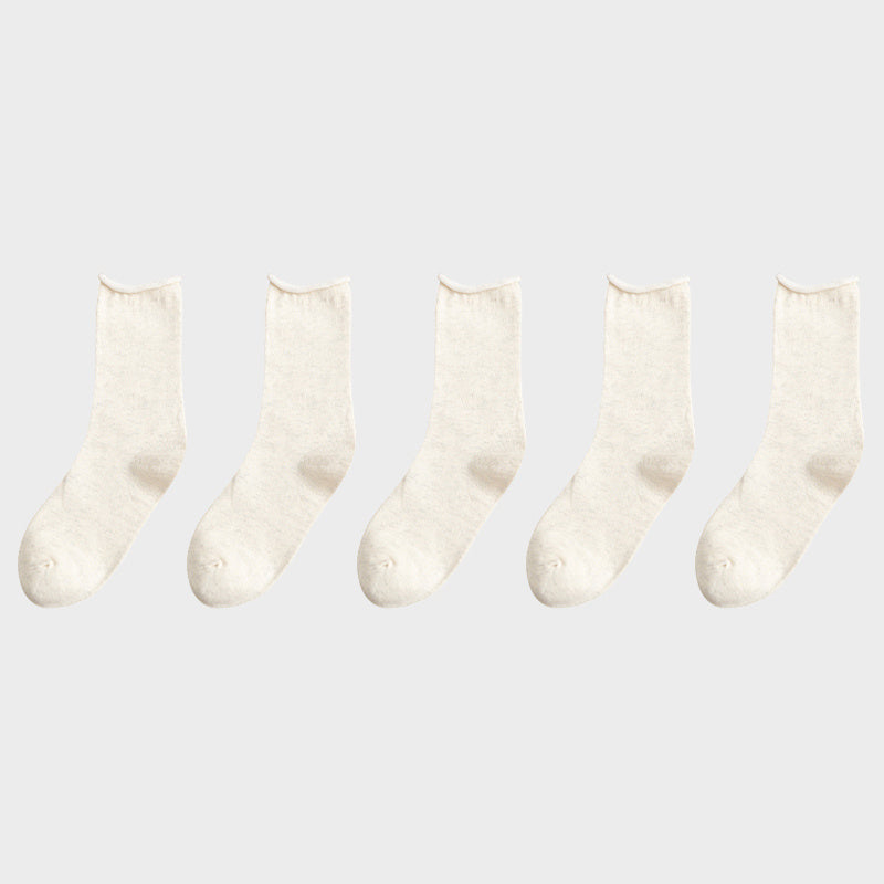 5 Pairs Vintage Mid Tube Cozy Socks Women's Stockings