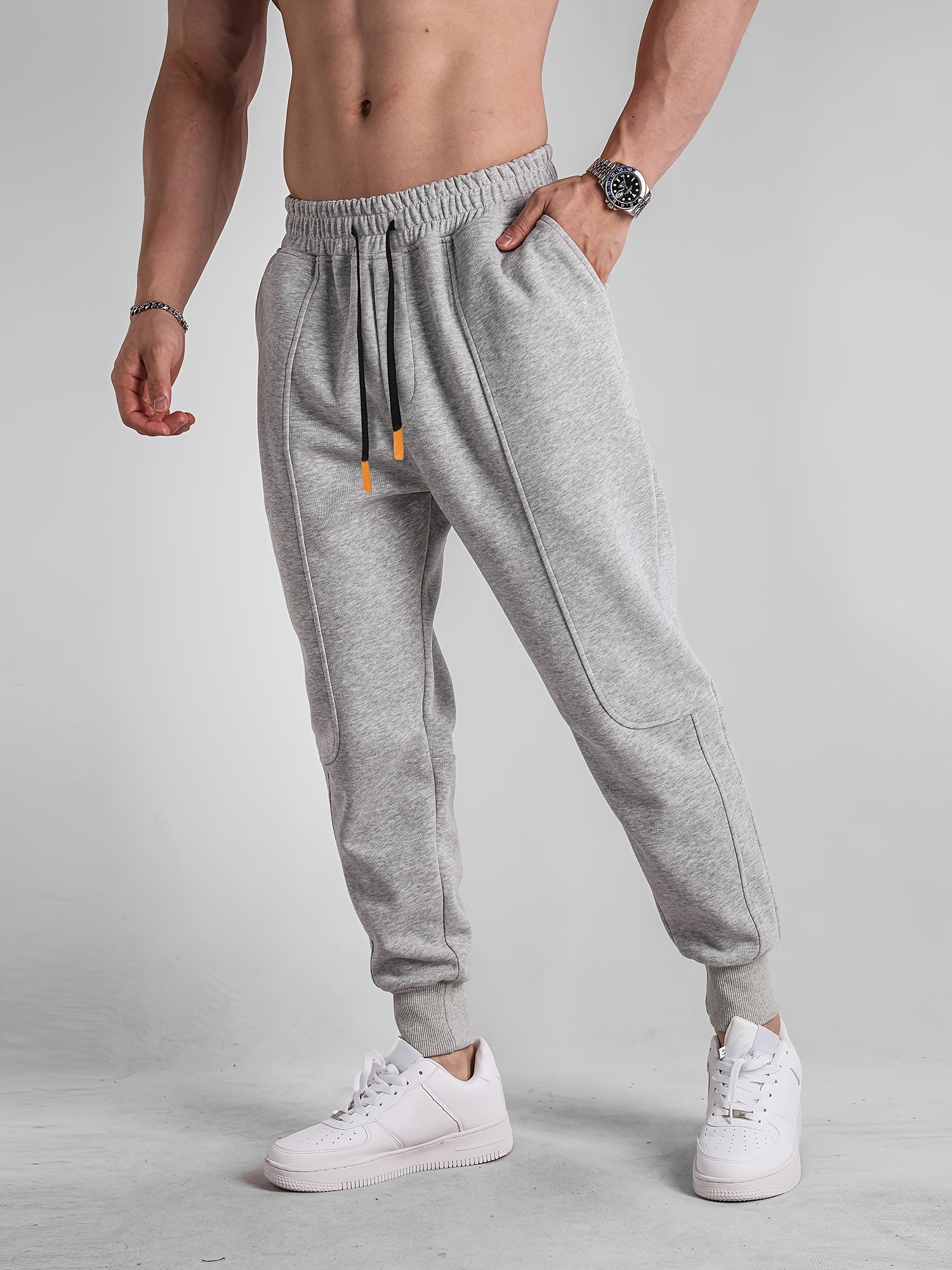 Men's Drawstring Solid Sweatpants Warm Casual Jogger Pants